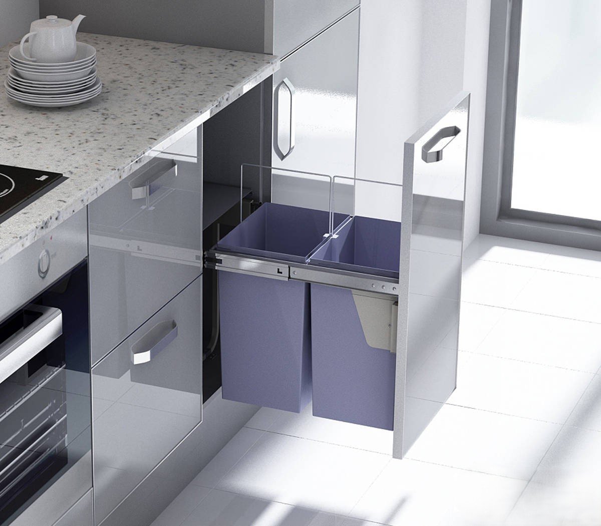 PULL-OUT DOUBLE WASTE BIN